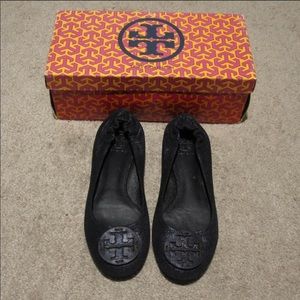Black Reva Powder Suede Tory Burch Flats.